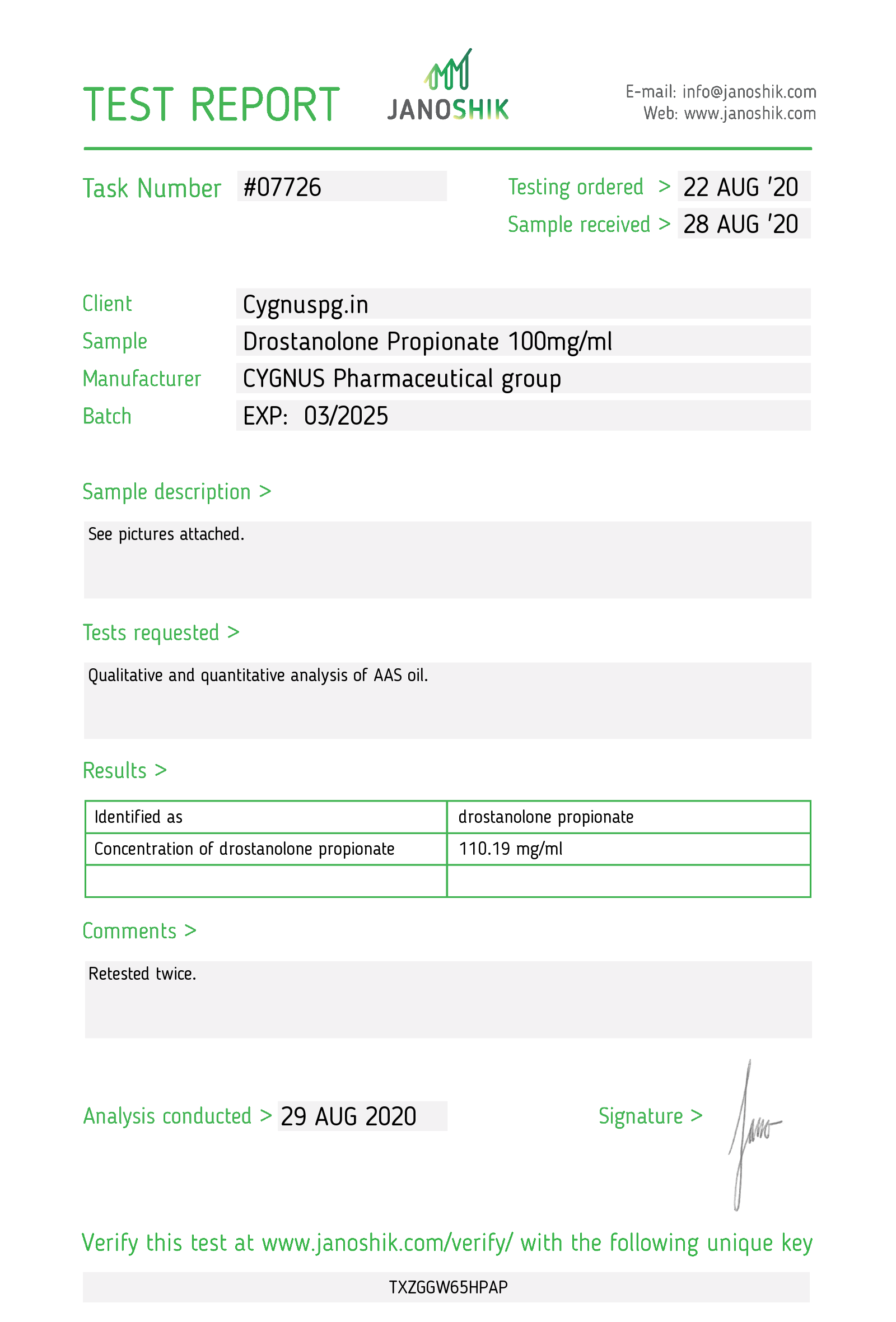 Drostanolone Propionate 10ml/100mg / Third Party Lab Tested Cygnus - Image 2